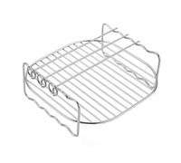 Accessoires pour friteuse à air avec brochettes - Support double couche, plateau de barbecue en acier inoxydable | Support de cuisson multi-tailles avec pieds surélevés pour cuire de la viande à rôtir