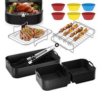 Accessoires pour friteuse à air chaud Ninja Foodi AF500EU 10,4L Air Fryer Tapis en silicone, 16 pièces BPA-free Réutilisable Moule en silicone Ninja af500de Accessoires pour friteuse à air chaud