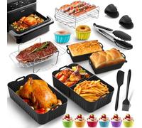 Accessoires pour friteuse à air chaud pour Cosori Dual Blaze Twinfry XXL 10L, ensemble d'accessoires pour friteuse à air 20 pièces avec grille en acier inoxydable et 1 x 10 L et 2 x 5 L