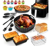 Accessoires pour friteuse à air chaud pour Russell Hobbs 4L et Philips Airfryer série 2000 4,2L, ensemble d'accessoires Airfryer 19 pièces pour Philips NA229, avec doublures en silicone et grille