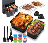 Accessoires pour friteuse à air chaud Tefal EY942B, moule en silicone parfait pour friteuse à air chaud Tefal Dual Easy Fry XXL 11 l (6,5 l + 4,5 l), accessoires Airfryer en silicone, grille de