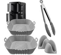Accessoires pour friteuse à air comprimé Ninja SL300UK à double pile 7,6 L : le lot comprend deux doublures en silicone pour friteuse à air SL300UK, gants en silicone, pinces, doublures SL300UK