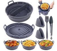 Accessoires pour friteuse à air - Doublure ronde pliable en silicone pour friteuse Ninja AF100UK, AF160UK, COSORI 5,5 L, 15 en 1 SmartLid Multicooker - Doublure de friteuse pliable réutilisable avec