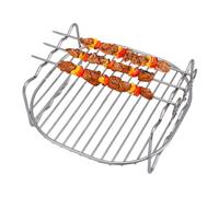 Accessoires pour friteuse à air - Grille de gril en acier inoxydable, support de cuisson double couche | Ensemble de brochettes multi-usages longue durée, plateau à rôtir à la vapeur, grille de
