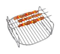 Accessoires pour friteuse à air - Grille double couche en acier inoxydable de 15,2 cm, 17,8 cm et 20,3 cm pour friteuse électrique | Ensemble de support multifonction avec brochettes en acier pour