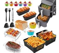 Accessoires pour Friteuse à Air, pou Ninja Double Stack XL 9,5 L, SL400EU, AF400EU, Compatibles avec Cosori 8,5 L et Cookwise 9 L Friteuses à air, Lot de 20 Moules en Silicone pour Friteuse à Air