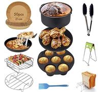 Accessoires pour friteuse sans huile, accessoires Airfryer compatibles avec friteuse sans huile Cecotec/Cosori/Ninja air fryer/Philips (14 pièces + 50 feuilles de papier friteuse air)