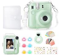Accessoires pour Fujifilm Instax Mini 12, ensemble cadeau comprenant un étui transparent Instax Mini 12 avec sangle, un mini album photo, un miroir à selfie, des autocollants de bricolage