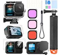 Accessoires pour Gopro Hero 13,boîtier étanche,poignée Flottante,2 Jeux de Films trempé Protecteur d'écran,Manchon en Silicone avec Cache-Objectif,filtres Rouges,Inserts antibuée