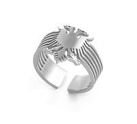 Accessoires pour hommes Bague aigle albanie pour femmes filles couleur argent/couleur or bague en acier inoxydable bijoux ornement ethnique Cadeau d'anniversaire de Noël souvenir de la fête des pères