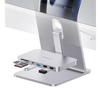 Accessoires pour iMac 2021/2023/2024, hub USB-C pour iMac M1/M3/M4 | PULWTOP Hub USB pour iMac avec USB A/C 10 Gbit/s, USB A 2.0 et SD/TF, compatible avec iMac 24 et Studio Display 2-Argent