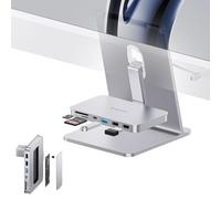 Accessoires pour iMac 24 Pouces (2021/2023/2024) avec boîtier SSD M.2 NVMe | PULWTOP Hub USB C pour M1/M3/M4 et Studio Display, HUB USB avec 10Gbit/s, SD/TF, M.2 SSD Case (SSD non inclus)-Argent