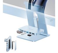 Accessoires pour iMac 24 Pouces (2021/2023/2024) avec boîtier SSD M.2 NVMe | PULWTOP Hub USB C pour M1/M3/M4 et Studio Display, HUB USB avec 10Gbit/s, SD/TF, M.2 SSD Case (SSD non inclus)-Bleu