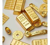 Accessoires Pour Maison De Poupée, 10 Pièces, Mini Lingots D'or, Barres D'or, Pièces De Cuivre, Modèle De Bulbe, Ornements De Maison De Poupée, Briques Dorées Miniatures