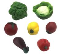 Accessoires pour Maison de poupée, légumes pour Maison de poupée, 7 pièces/Ensemble légumes Miniatures en résine réaliste Comprenant du Chou-Fleur, la Tomate, l'aubergine, du Brocoli et p