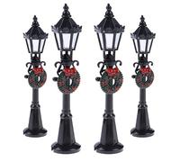 Accessoires pour Maison de poupées, Mini lampadaire modèle lampadaire de Noël pour Maison de poupée, Lanterne d'éclairage, décoration pour Jardin féerique, 4 pièces