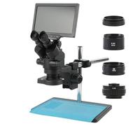 Accessoires pour microscopes Microscope trinoculaire stéréo à Zoom 3,5 x - 90x, simulation de focale d'objectif, + écran LCD 16mp 10.1 7.0 pouces, caméra vidéo TF USB HDMI WI_FI Durabilité et performa