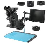 Accessoires pour microscopes Microscope trinoculaire stéréo à Zoom 3,5x-90x, simulateur de focale d'objectif + objectif auxiliaire 0,5x2x1x, caméra HDMI USB VGA + moniteur LCD 8 pouces Durabilité et p