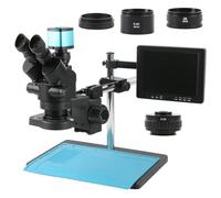 Accessoires pour microscopes Microscope trinoculaire stéréo à Zoom 3,5x-90x, simulateur de focale d'objectif + objectif auxiliaire 0,5x2x1x, caméra HDMI USB VGA + moniteur LCD 8 pouces Durabilité et p
