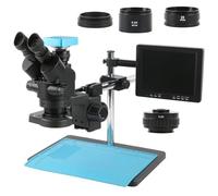 Accessoires pour microscopes Microscope trinoculaire stéréo à Zoom 3,5x-90x, simulateur de focale d'objectif + objectif auxiliaire 0,5x2x1x, caméra HDMI USB VGA + moniteur LCD 8 pouces Durabilité et p