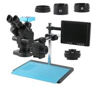 Accessoires pour microscopes Microscope trinoculaire stéréo à Zoom 3,5x-90x, simulateur de focale d'objectif + objectif auxiliaire 0,5x2x1x, caméra HDMI USB VGA + moniteur LCD 8 pouces Durabilité et p