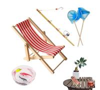 Accessoires pour Miniature - Décoration de Scène de Vie de Maison de 5 Pièces, Anne de Canne à Pêche, Mini Multifonctionnel | Décoration de Scène de Plage en Miniat