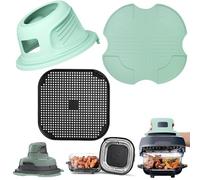 Accessoires pour Ninja CRISPi Friteuse à Air FN101EU, 3 Pièces Grille Anti Projection + Dessous de Plat + Housse de Protection, Réutilisables Accessoires en Silicone pour Air Fryer (Vert Clair)
