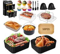 Accessoires pour Philips Airfryer Série 4000 10L, 17 Pcs Avec Friteuse À Air Moule en Silicone, Grille Racks, Moule Cake, Plat Réutilisable Accessoires pour Philips Airfryer NA460