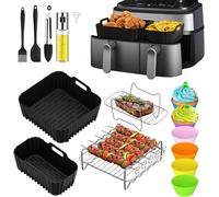 Accessoires pour Philips Dual Basket Airfryer 3000 & 5000 (9L) - Kit de 14 Pièces pour NA350/00, NA352/00, NA550/00 - Moules en Silicone (6L/3L), Grille de Cuisson, Moules à Muffins et Gaufres