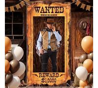 Accessoires pour photomaton sur le thème du Far West, fond en polyester avec affiche de recherche, décoration de fête multifonctionnelle, sans plumes, sans électricité, convient aux fêtes intérieures 