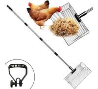 Accessoires pour Poulailler Pelle A Crottes,38CM Pelle A Déjections pour Poulailler,Pelle A Déjections De Poules,Pelle A Crottes De Poulet pour Nettoyage Efficace,Manche De 150Cm,Ferme D'élevage