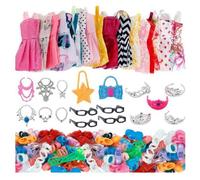 Accessoires Pour Poupée Barbie, Ensemble De 37 Pièces, 10 Robes Et Vêtements, 4 Paires De Lunettes, 6 Colliers, 2 Sacs, 5 Couronnes, 10 Paires De Chaussures Pour Poupées Barbie,