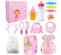 Accessoires pour Poupées-Ensemble de Soins et d'alimentation avec Biberons Couches pour Poupées et Matelas à Langer Vêtements pour Poupée de 36-42cm Ensemble de jeu pour Poupée de 18 Pouces pour Fille