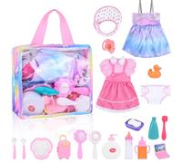 Accessoires pour Poupées, Gerbala 22 Pcs Accessoire Poupee Bebe Jouet Fille 3 4 5 6 Ans, Accessoire Poupee avec Sac à Main & Vêtements & Pot Bebe & Biberon, Accessoires Poupée Jeu de Role Jouet Cadeau