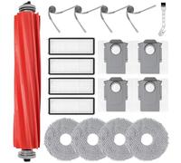 Accessoires pour Roborock QV 35A / QV 35S / QR 798 / QR 598 robot aspirateur pièce de rechange, 1 Brosses à rouleau + 4 chiffon de nettoyage + 4 sac à poussière + 4 brosses latérales + 4 filtres