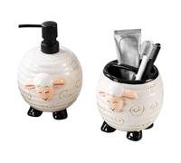 Accessoires pour salle de bain, 2 pièces en céramique moule moutons - distributeur de savon à vaisselle - Pour une utilisation dans l'évier et l'hygiène de la maison Organisation familiale et