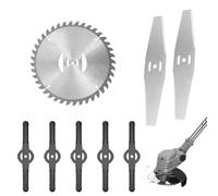 Accessoires pour tondeuse à gazon, 8 pièces, comprenant 1 lame de scie, 2 lames de coupe-bordures et 5 lames en plastique pour l'entretien du jardin (noir)