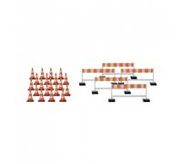 Accessoires pylônes, barrières, argent & rouge lumineux, Herpa 052566-002 - HO 1