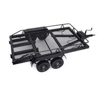 Accessoires RC Pour Axial Pour SCX10 Pour TRX4 Pour TRX6 D90 1/10 Double Essieu Avec Godet De Remorque En Métal Léger Plaque Plate Grande Remorque RC Pour Rock Crawler