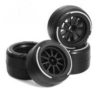Accessoires RC pour Tamiya F1 1/10 RC Mises À Niveau Voiture-4 Pièces 60mm Pneus Course Haute Adhérence Pneus Caoutchouc Importés Activés par La Chaleur avec Hexagone 14mm