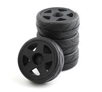 Accessoires RC pour Tamiya pour TT01 TT01E Forme TT02 pour TT02B XV 01 TA06 PTG-2 1/10 Lot 4 Pneus Caoutchouc pour Voiture Télécommandée Accessoires Mise À Niveau(Black,Size 1)