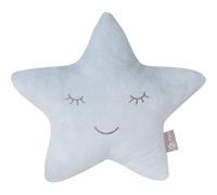Roba Coussin décoratif étoile roba Style – 32 x 28 cm – peluche, visage souriant brodé, bleu clair