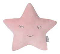 roba Coussin Décoratif pour Chambre d'Enfant en Forme d'Étoile roba Style - 32 x 28 cm - Oreiller Bébé en Peluche - Visage Souriant Brodé - Rose Pastel