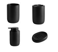 Accessoires Salle De Bain Distributeur de Savon Liquide et de shampoing Kit de Distribution d'appareils de Salle de Bain Accessoires de Salle de Bain en céramique Pompe à Gel Plats(BLACK4)