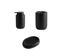 Accessoires Salle De Bain Distributeur de Savon Liquide et de shampoing Kit de Distribution d'appareils de Salle de Bain Accessoires de Salle de Bain en céramique Pompe à Gel Plats(BLACK3B)
