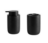 Accessoires Salle De Bain Distributeur de Savon Liquide et de shampoing Kit de Distribution d'appareils de Salle de Bain Accessoires de Salle de Bain en céramique Pompe à Gel Plats(BLACK2A)