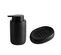 Accessoires Salle De Bain Distributeur de Savon Liquide et de shampoing Kit de Distribution d'appareils de Salle de Bain Accessoires de Salle de Bain en céramique Pompe à Gel Plats(BLACK2C)
