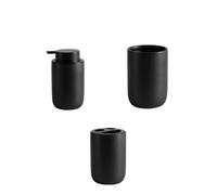 Accessoires Salle De Bain Distributeur de Savon Liquide et de shampoing Kit de Distribution d'appareils de Salle de Bain Accessoires de Salle de Bain en céramique Pompe à Gel Plats(BLACK3A)