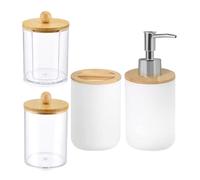 Accessoires Salle De Bain Ensemble de Salle de Bain, Distributeur de Savon, Porte-Brosse à Dents et boîte à Coton, for décoration intérieure, boîte de Rangement(White)