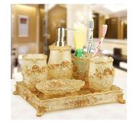 Accessoires Salle De Bain Ensemble de Salle de Bain en résine, Distributeur de Savon, Porte-Brosse à Dents, Tasse, Porte-Savon, Plateau, Brosse de Toilette, Ensemble de Rangement for Poubelle(6pcs)